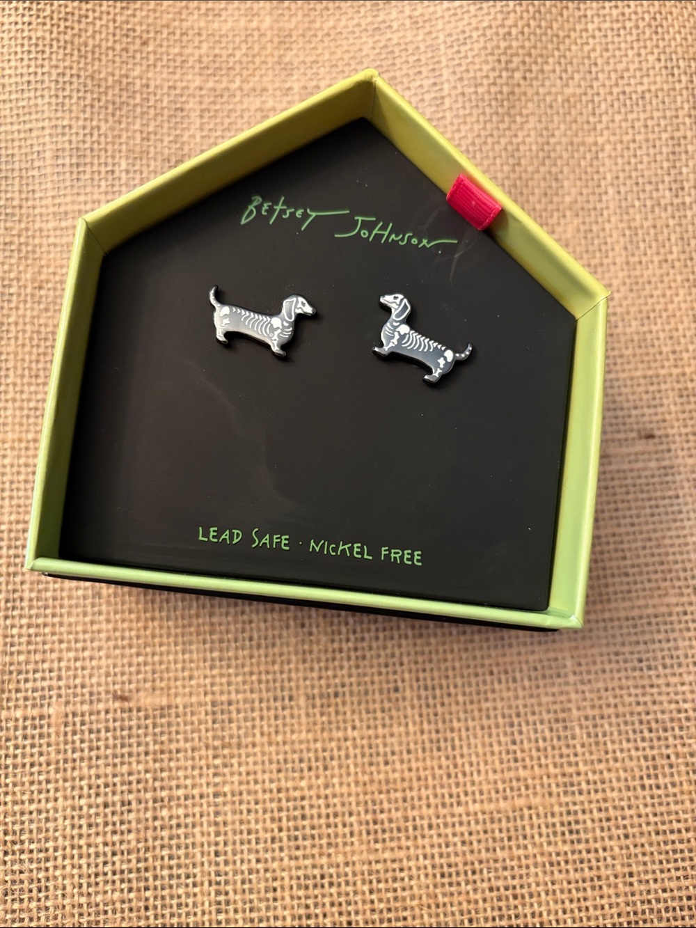 Betsey Johnson Silver-tone Halloween Skeleton Dachshund Stud Earrings